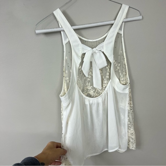 Abercrombie & Fitch sleeveless lace sheer top with bow on the back Sz M - Picture 3 of 5